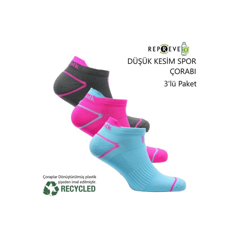 3lü Spor Çorabı, Destekli ve Nefes Alabilen Repreve Multi-Spor Çorabı - CARETTA