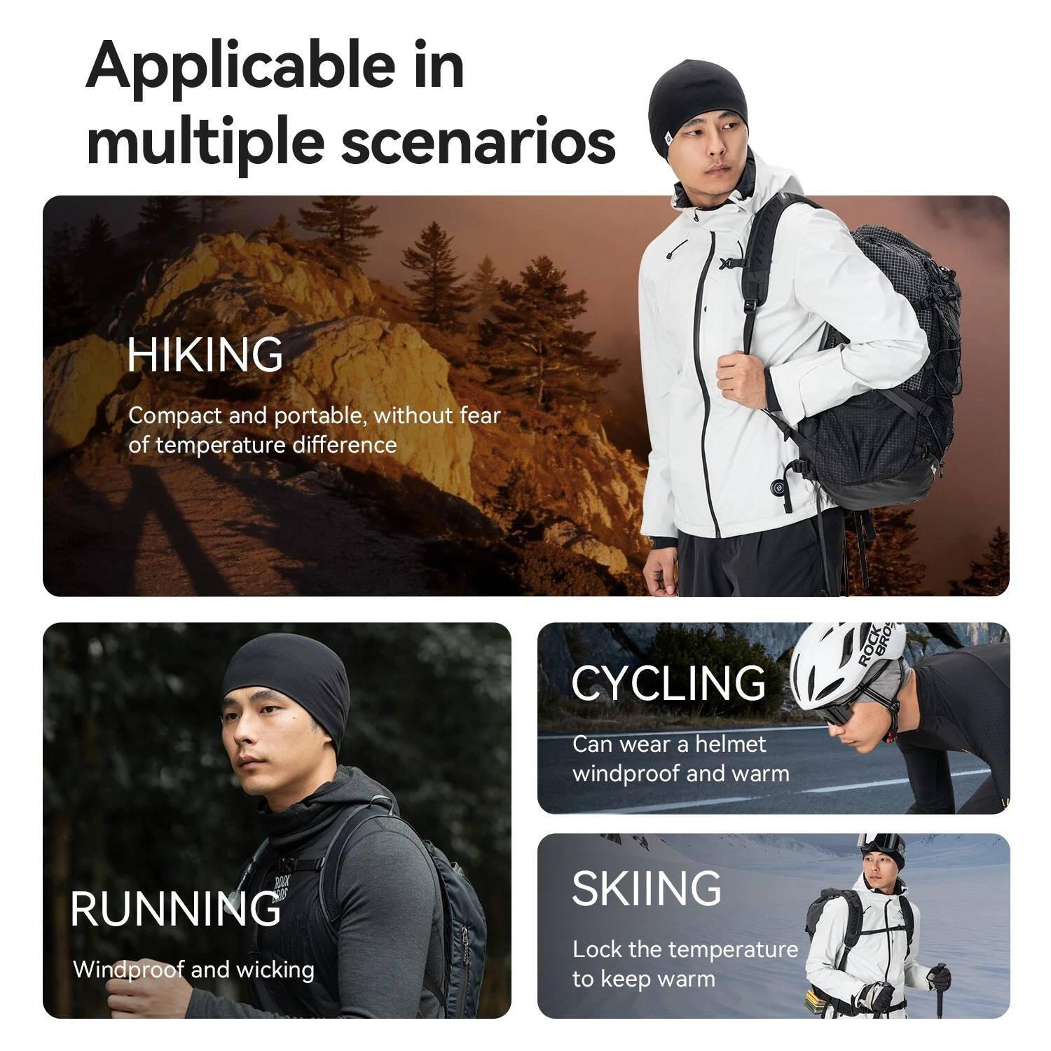 Czapka rowerowa, do biegania, sportowa, pod kask, elastyczna ROCKBROS wełna 7/7