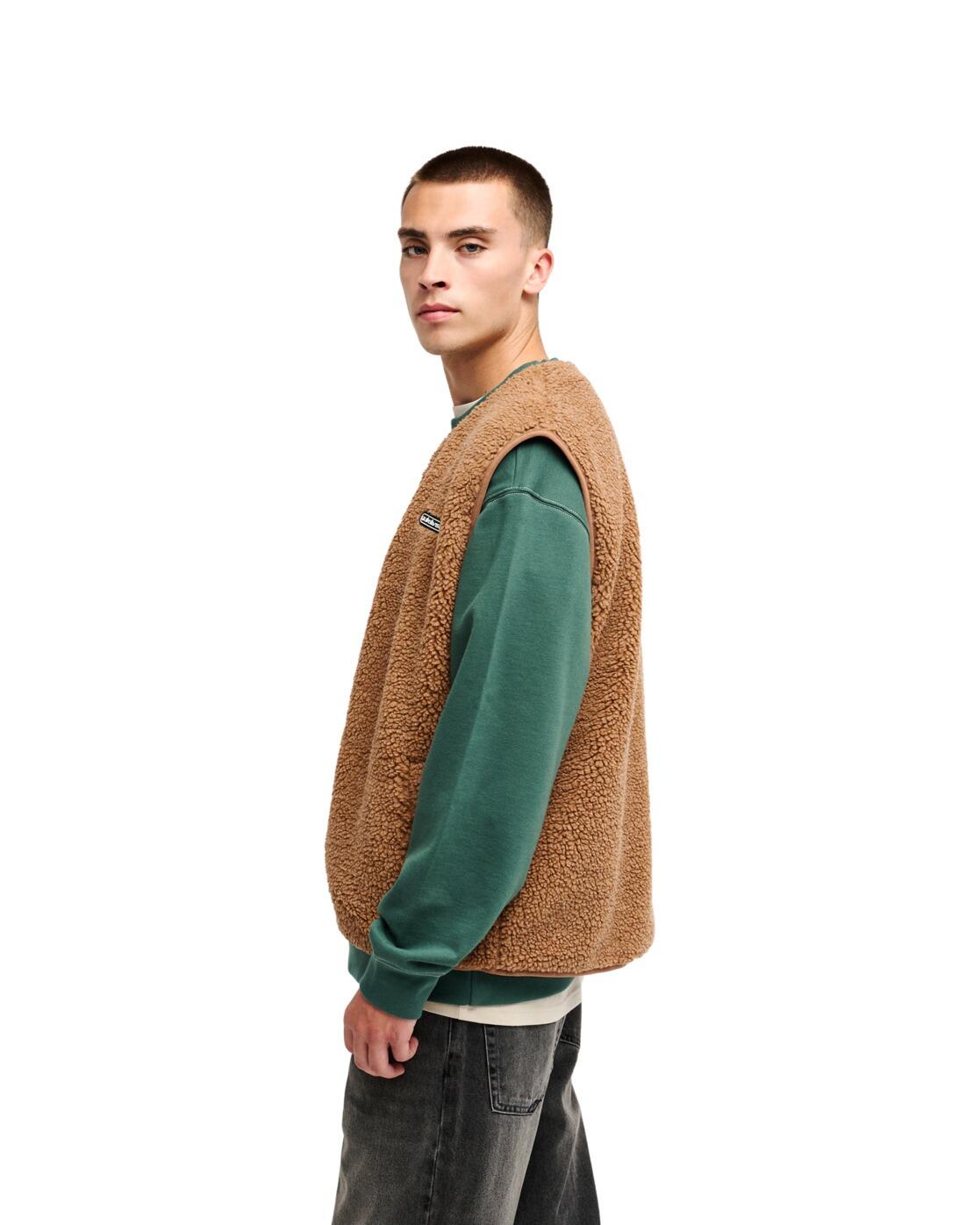Sherpa-vest met drukknoopsluiting URBAN STORM Braun Heren 3/4