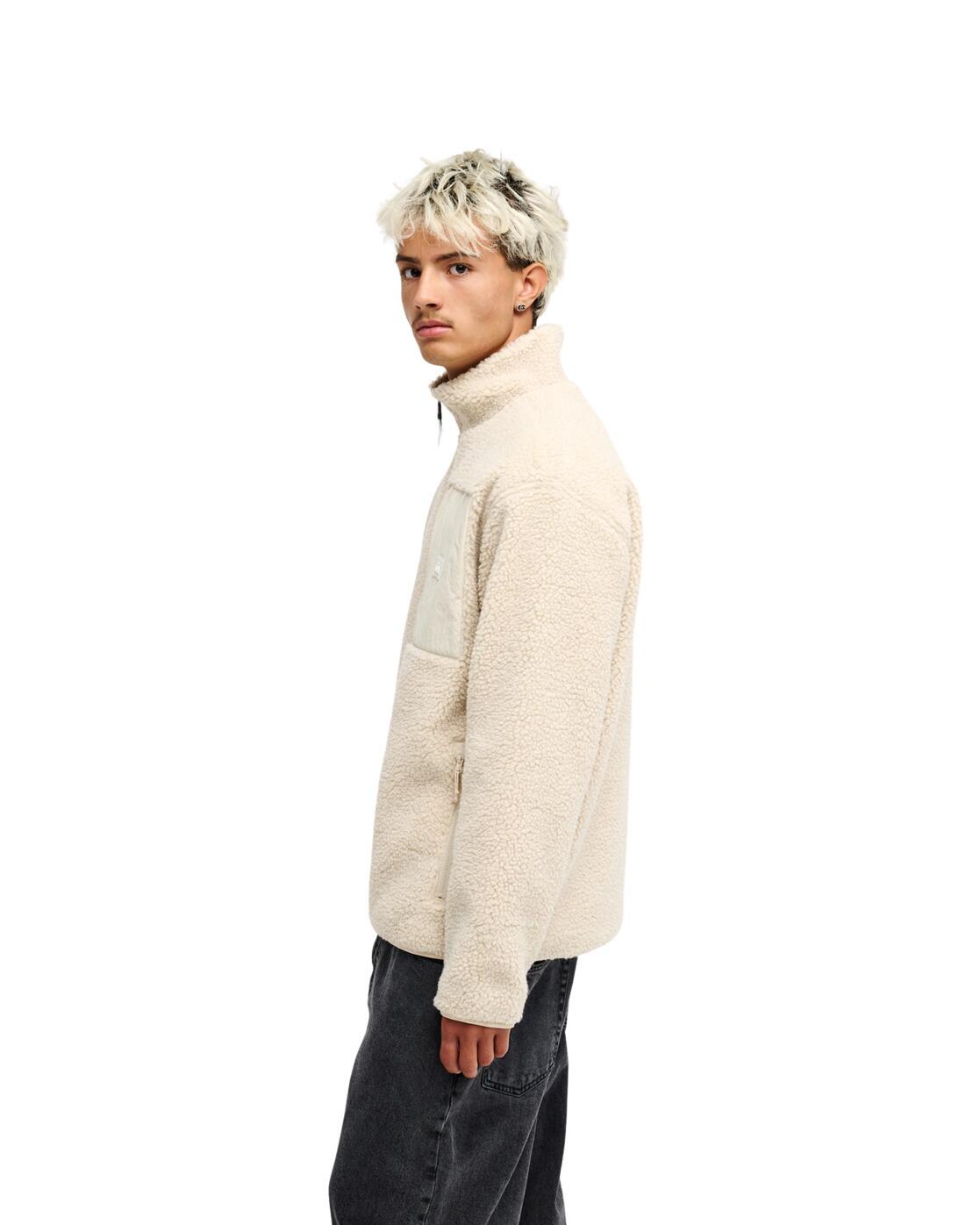 Sherpa Fleece met Rits URBAN STORM REVERSIBLE Beige Heren 4/4