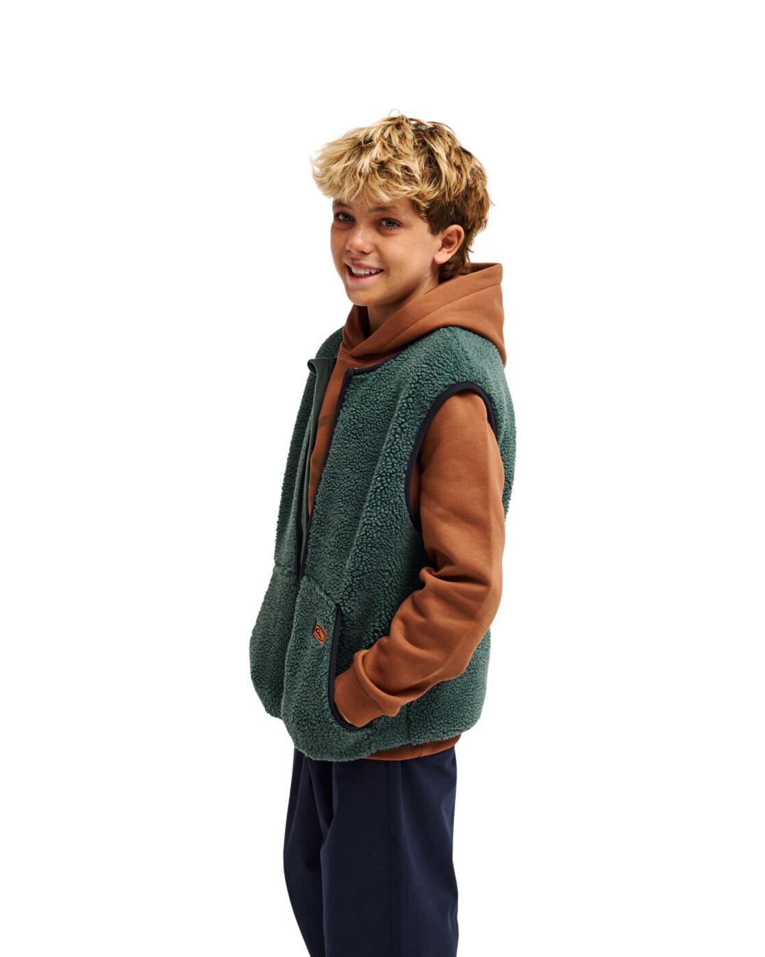 Ärmellose Weste mit durchgehendem Reißverschluss KICKFLIP SLEEVELESS Grün Junge 3/4