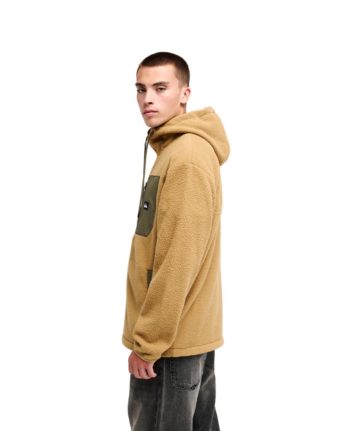 Bruine fleece hoodie met rits CLEAN COAST HOOD Beige Heren 2/4