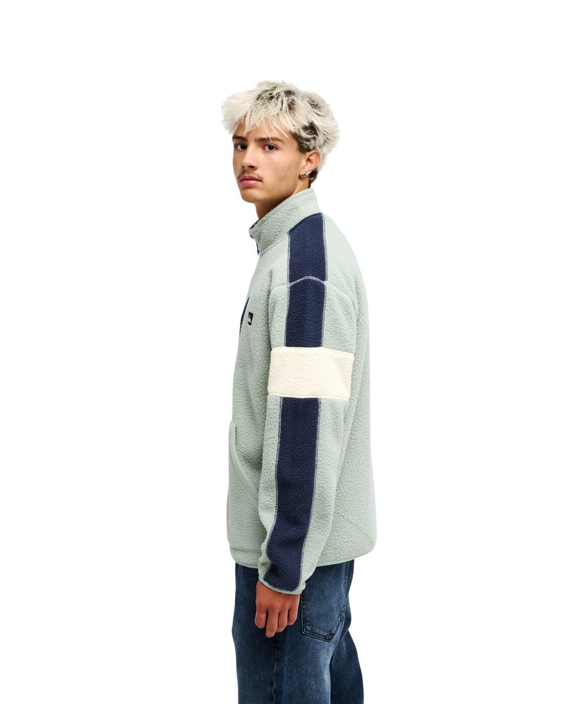 Fleece met Rits CLEAN COAST BLOCK Grün Heren 3/4