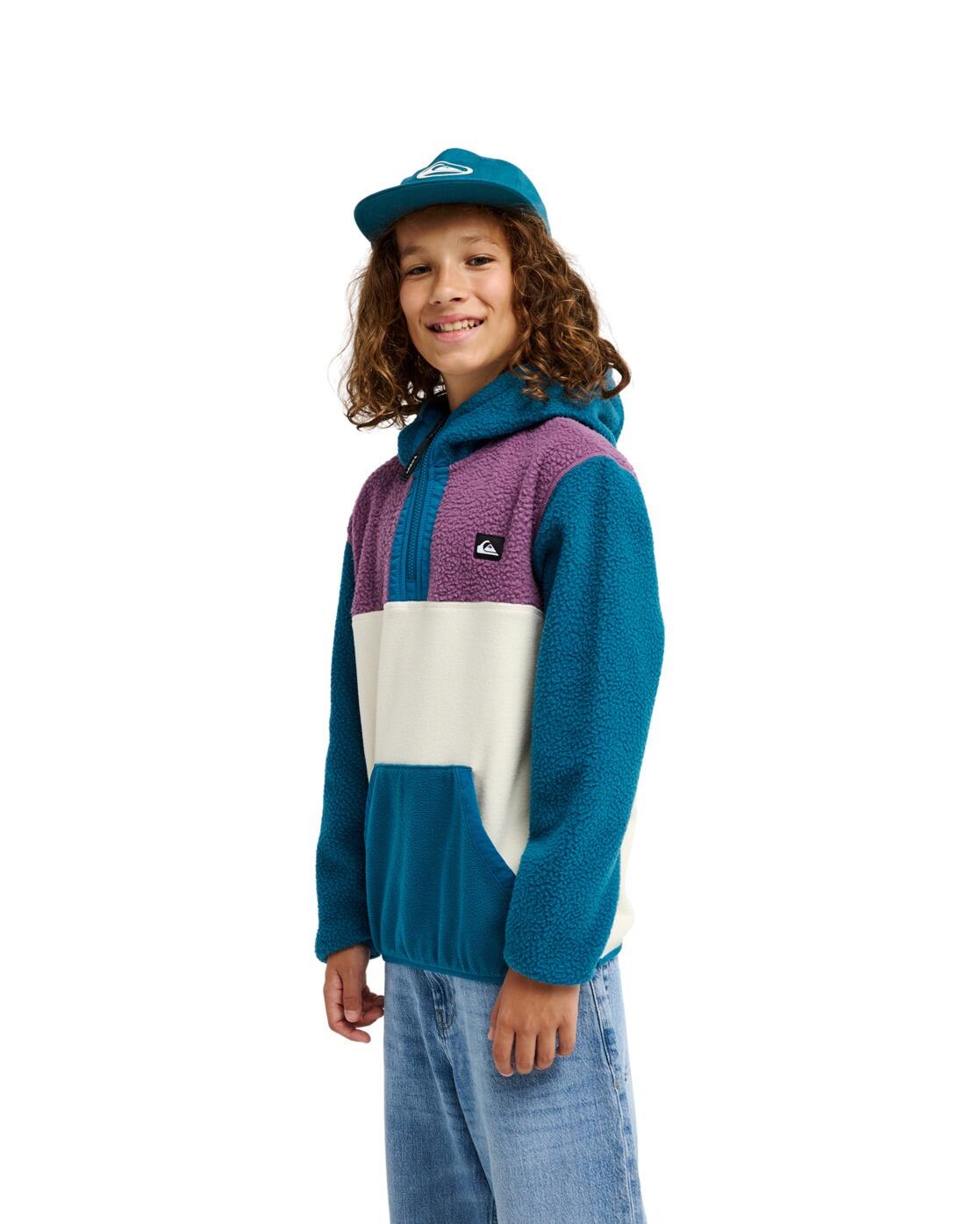 Sherpa-Fleece mit Halbreißverschluss OCEAN VIEW MIX Blau Junge 3/4