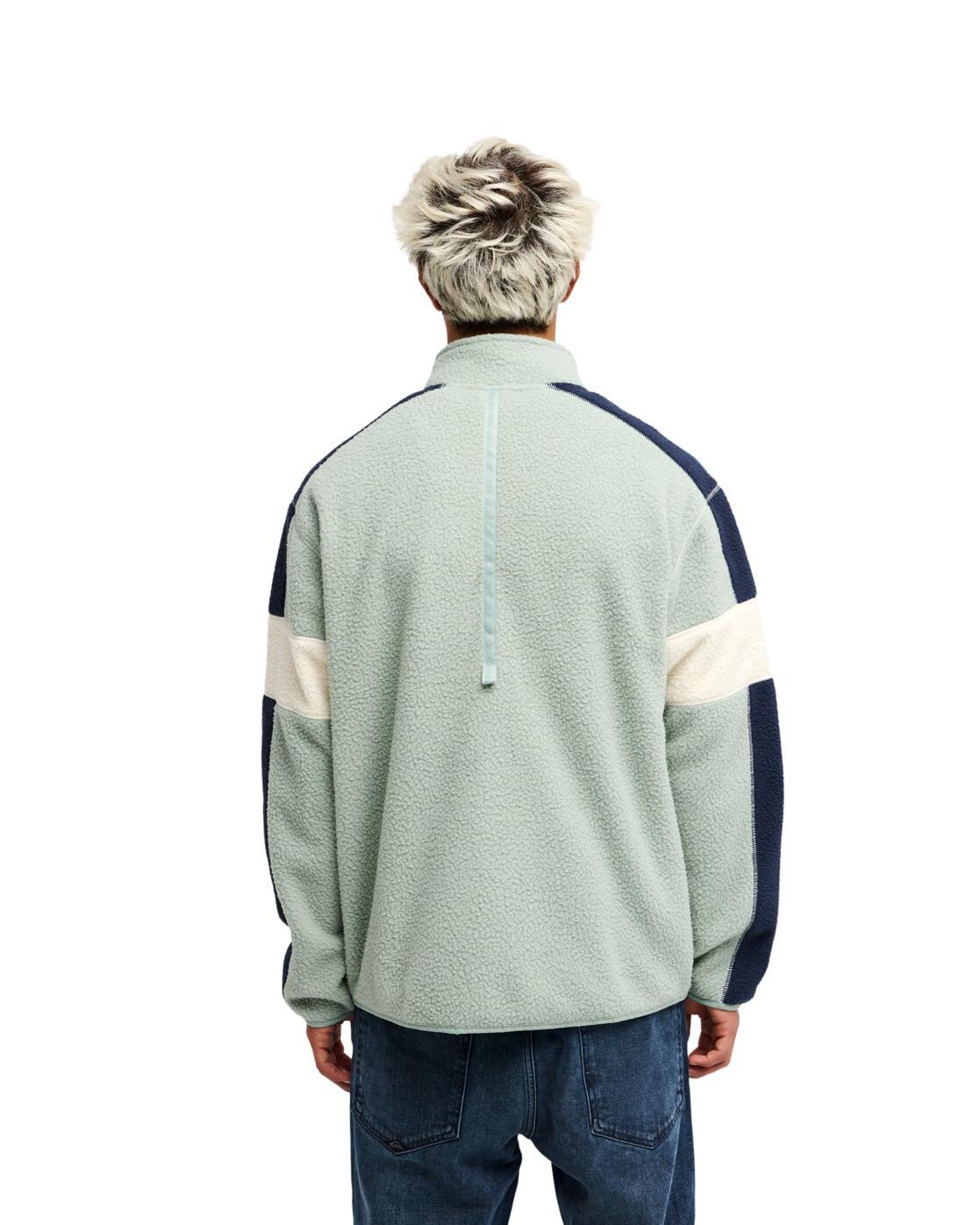 Fleece met Rits CLEAN COAST BLOCK Grün Heren 2/4
