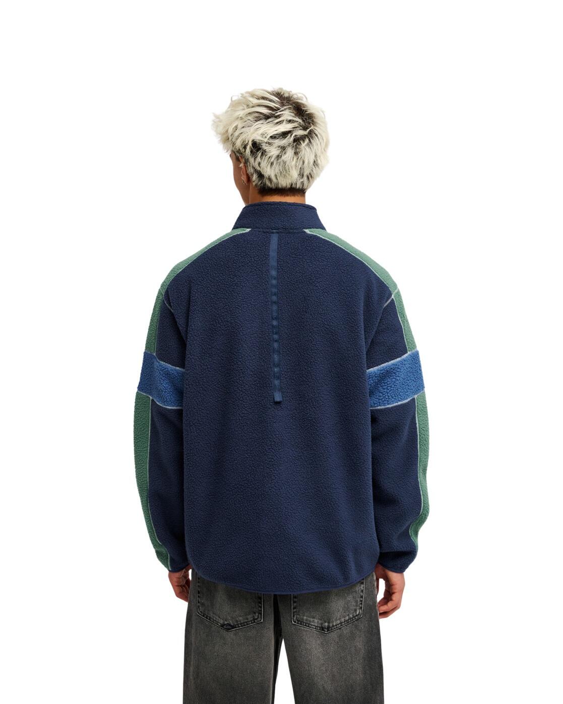 Fleece met Rits CLEAN COAST BLOCK Blau Heren 2/4