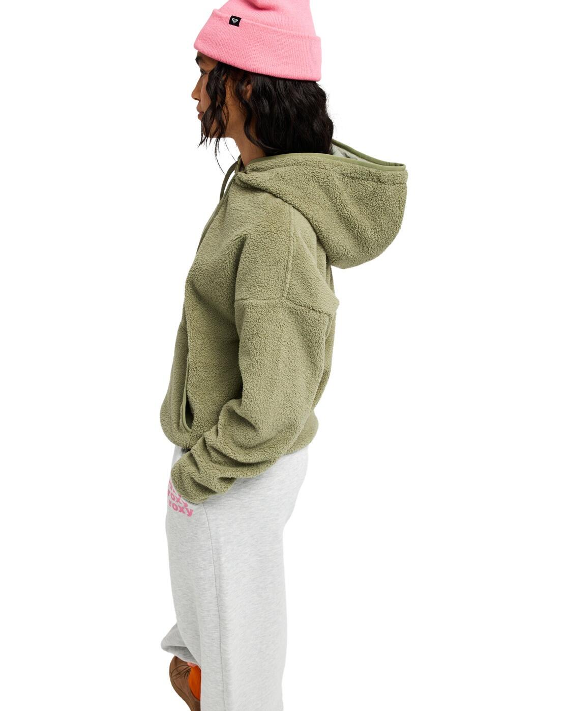 Sudadera de sherpa con capucha COOL CALLING Verde Mujer 3/4