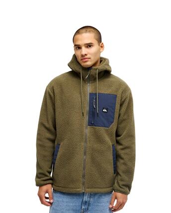 Bruine fleece hoodie met rits CLEAN COAST HOOD Beige Heren
