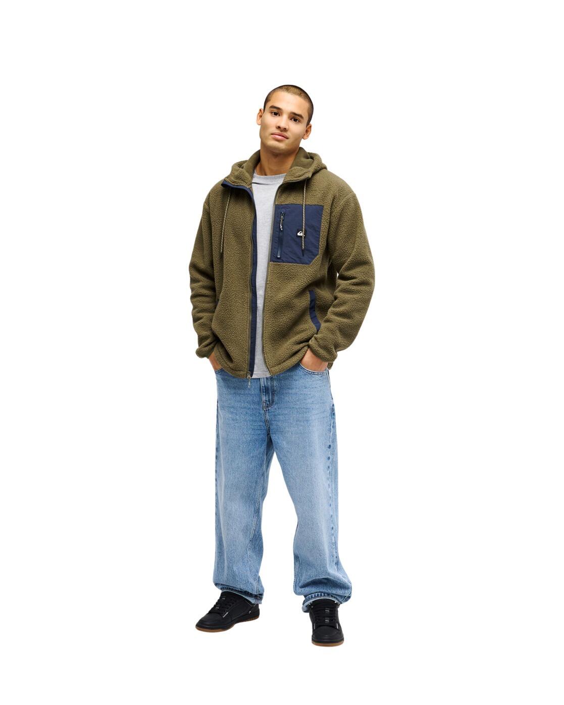 Brauner Fleece-Hoodie mit Reißverschluss CLEAN COAST HOOD Grün Herren 4/4