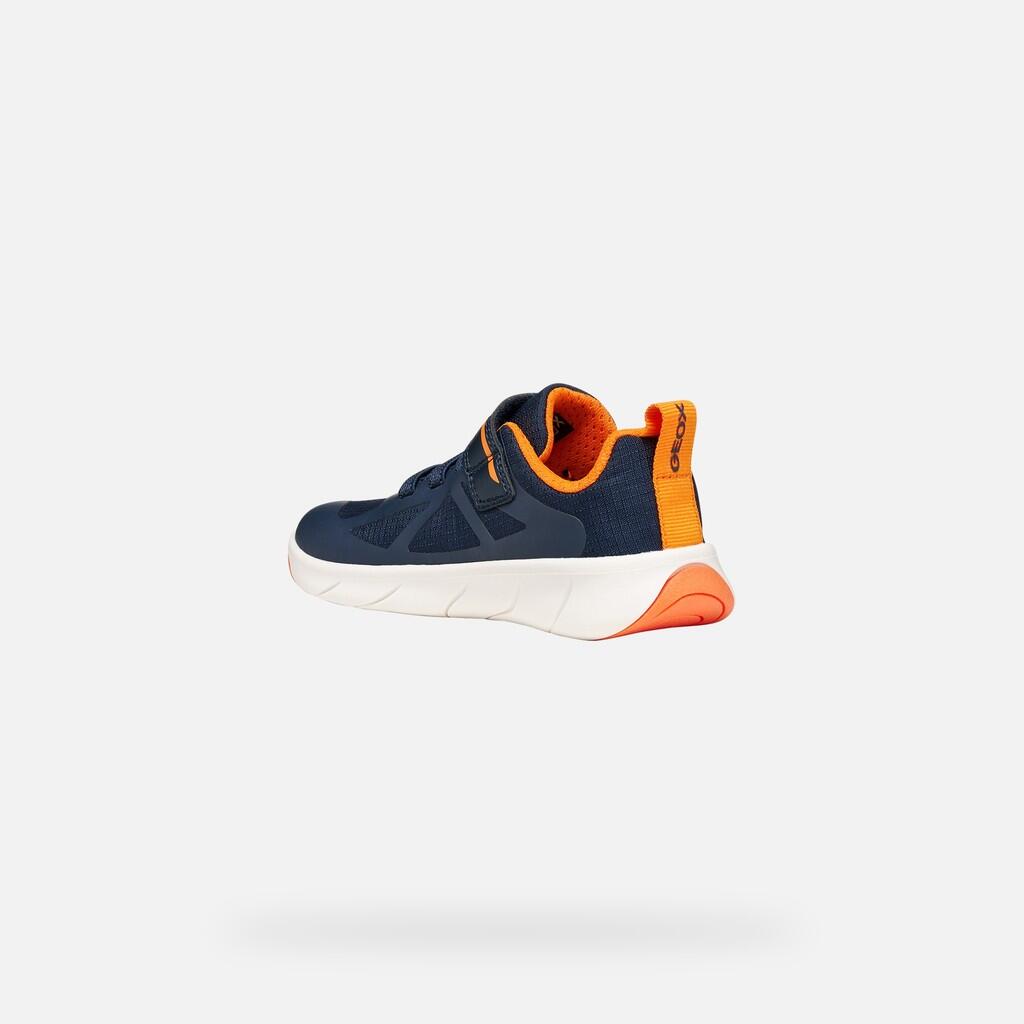 Baskets Garçon J FOOT-RUN BOY Bleu Marine/Orange 5/7