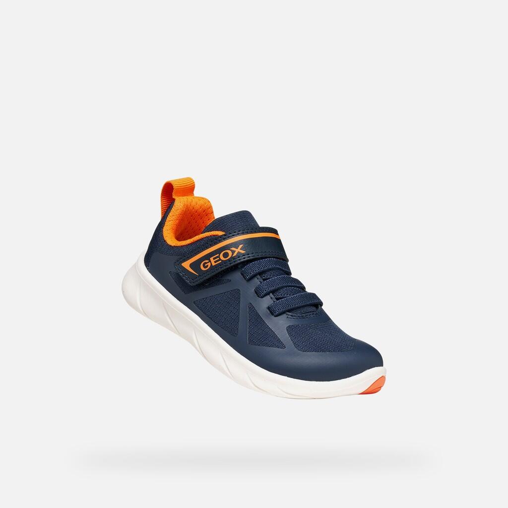 Baskets Garçon J FOOT-RUN BOY Bleu Marine/Orange 6/7