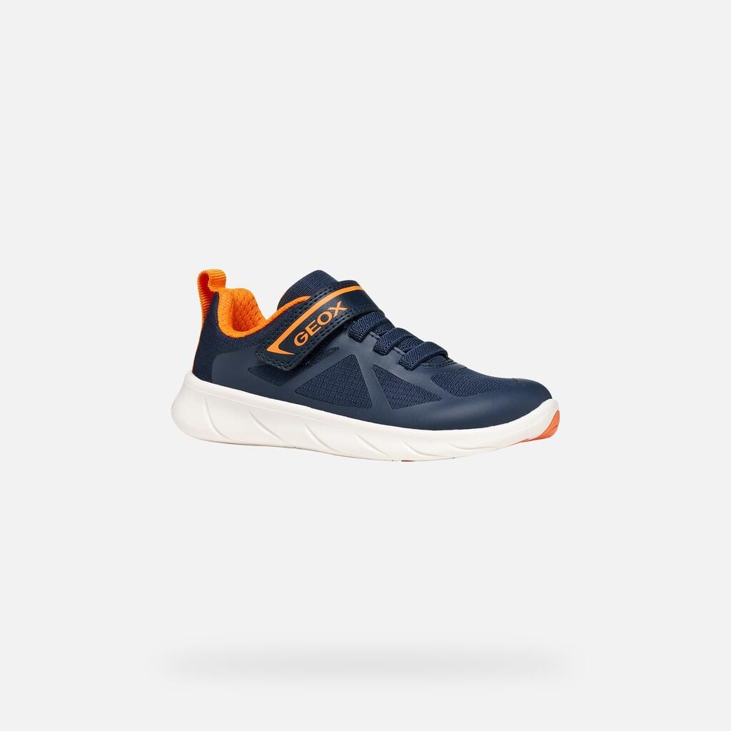 Baskets Garçon J FOOT-RUN BOY Bleu Marine/Orange 4/7