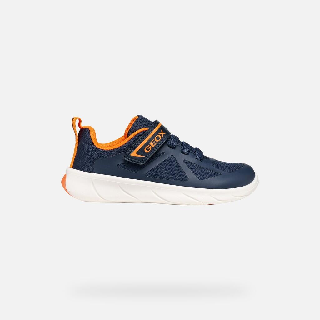 Baskets Garçon J FOOT-RUN BOY Bleu Marine/Orange 2/7