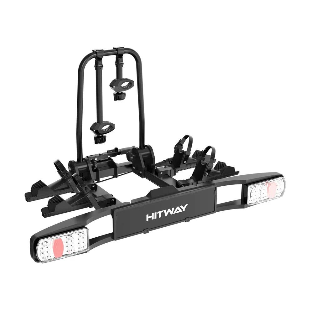 Towbar Bike Rack for 2 E-Bikes 60kg Foldable with LED Lights