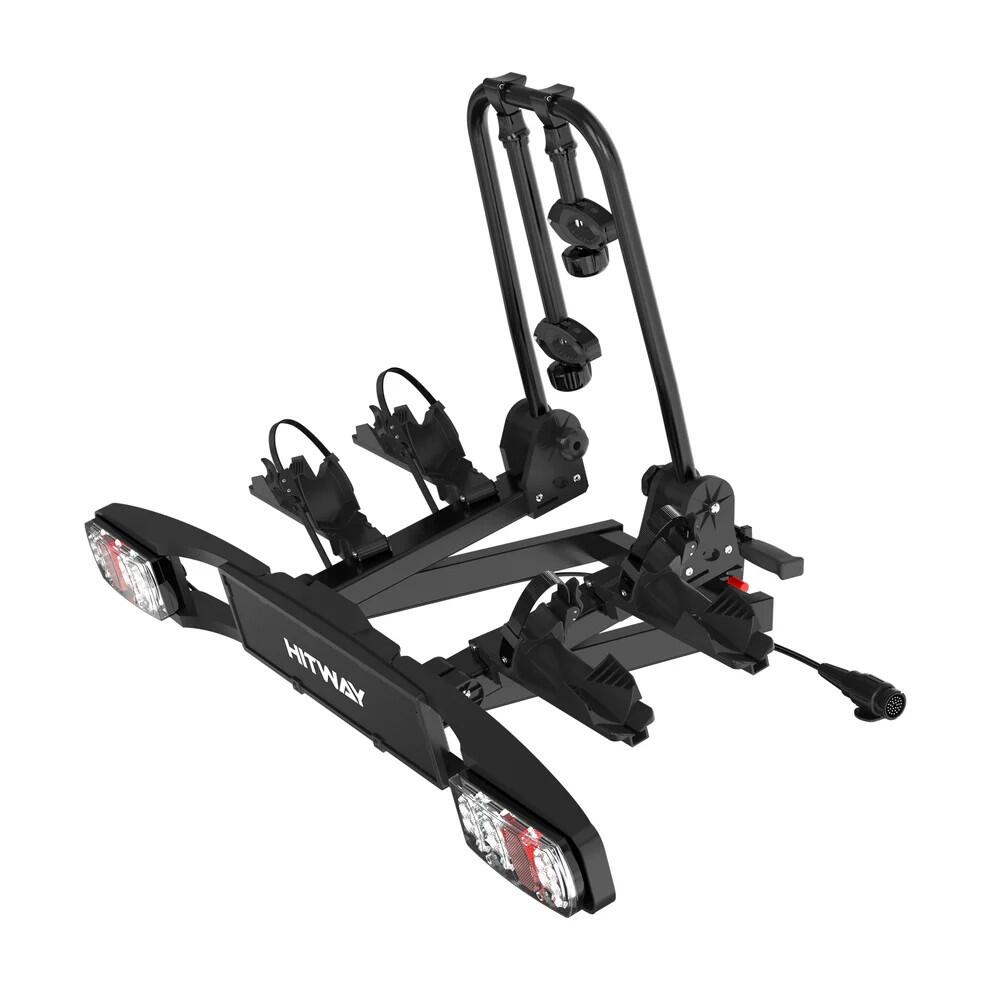 Suporte de bicicletas para engate 2 bicicletas 60 kg dobrável com LED 8/8