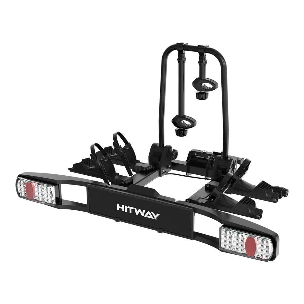 Suporte de bicicletas para engate 2 bicicletas 60 kg dobrável com LED 4/8