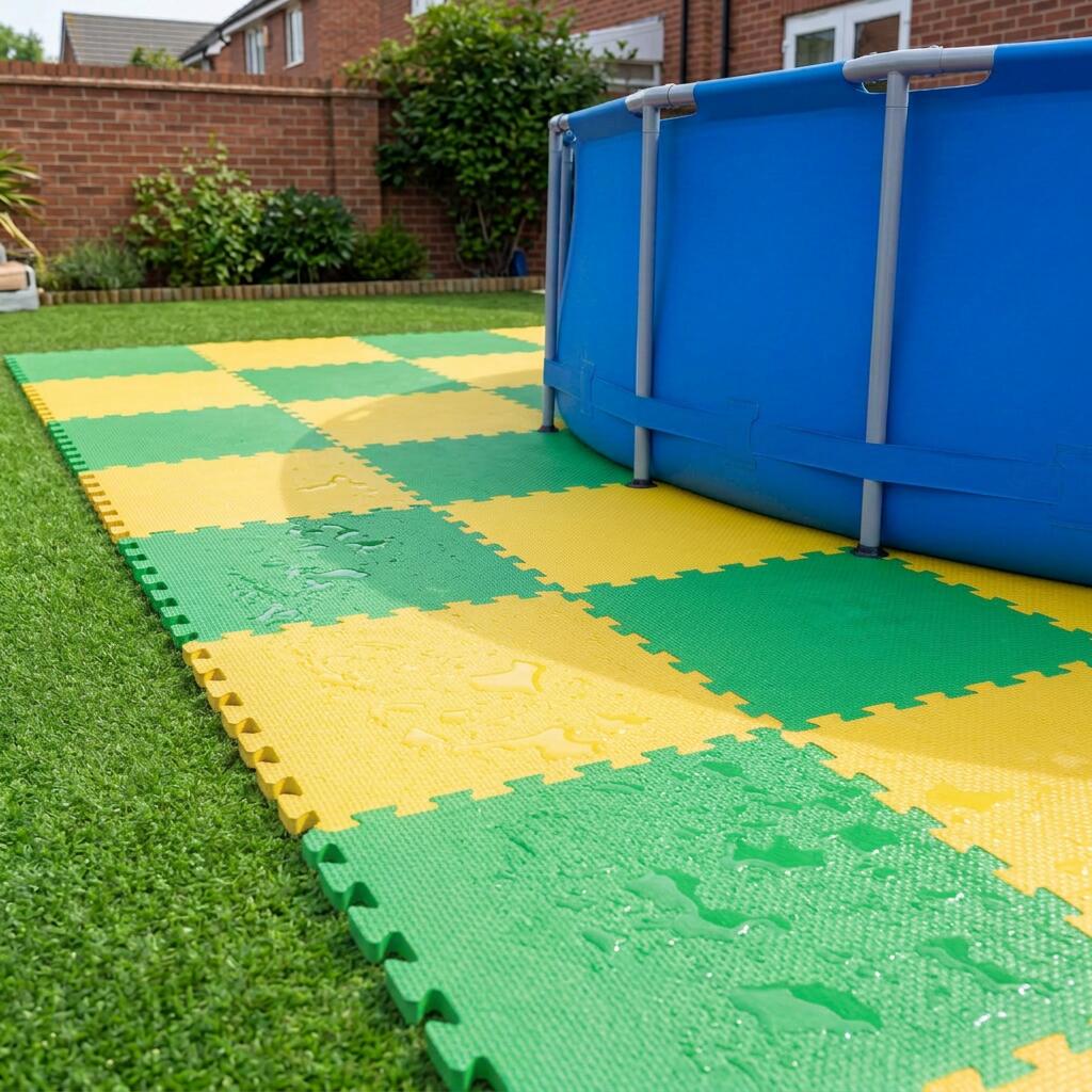 Manta Protetora de Piso para Piscina 1x1 m (1 un.) Verde-Amarelo 2/2