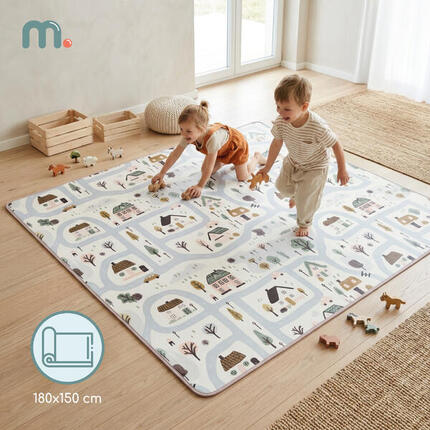 Tapis d'éveil et de jeux bébé - Mousse XPE 1,5 cm - Double face - Beige sable