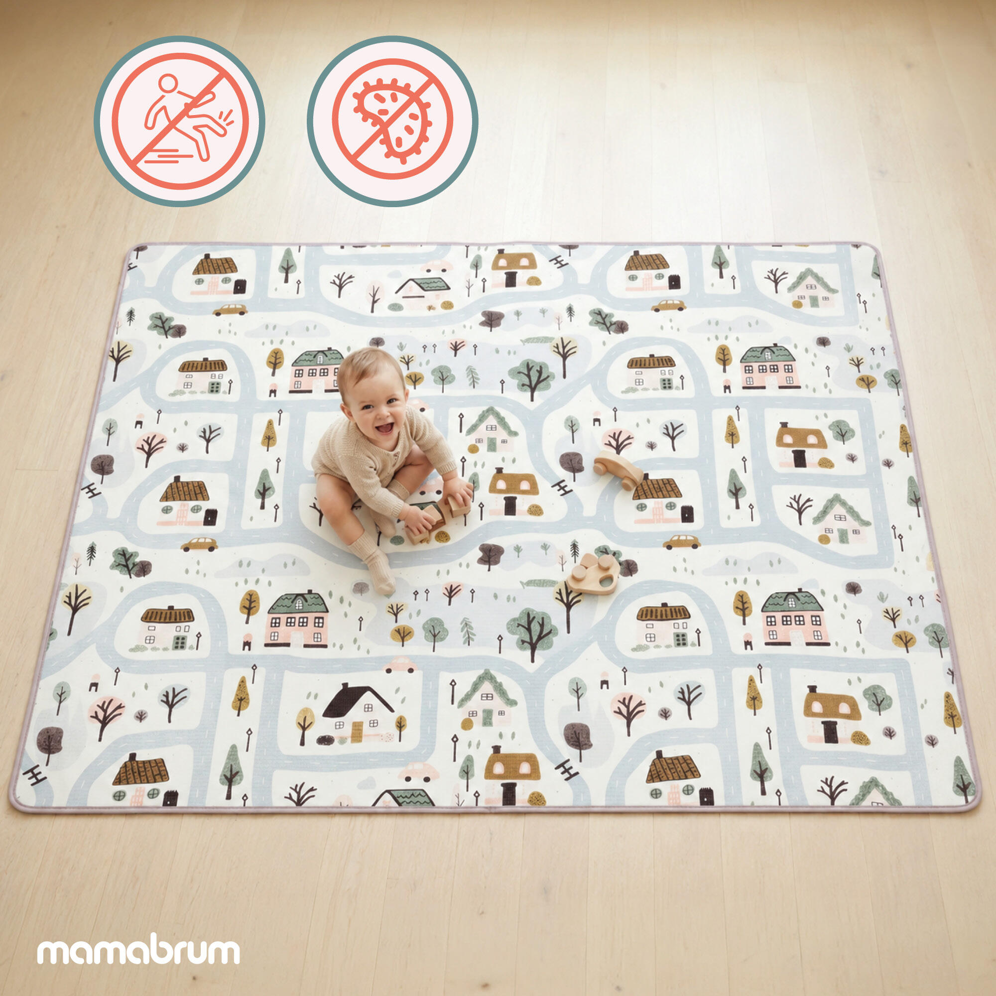 Baby speelkleed - XPE-schuim 1,5 cm - Dubbelzijdig - Beige zand 9/10