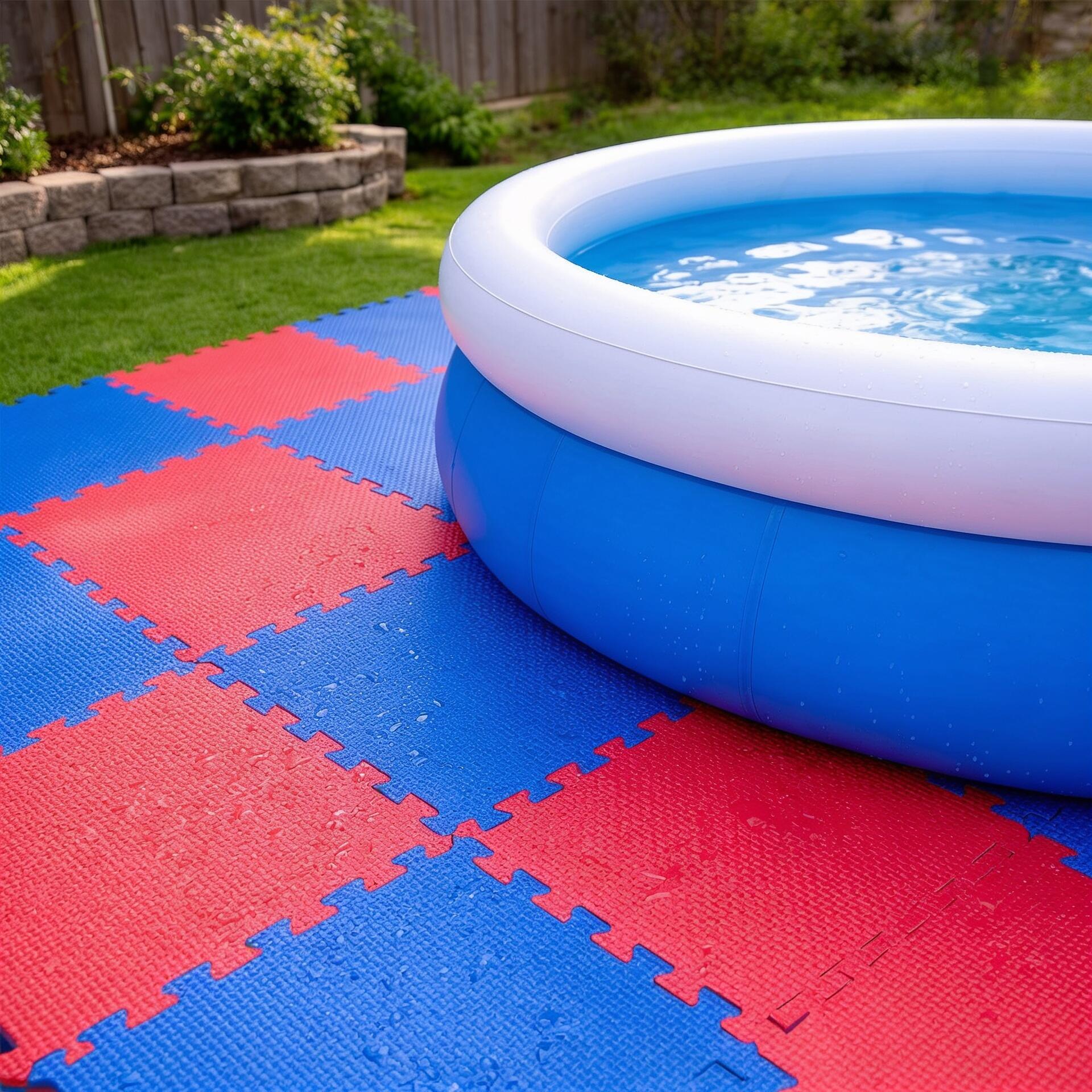 Manta Protetora de Piso para Piscina 1x1 m (1 un.) Vermelho-Azul 2/2