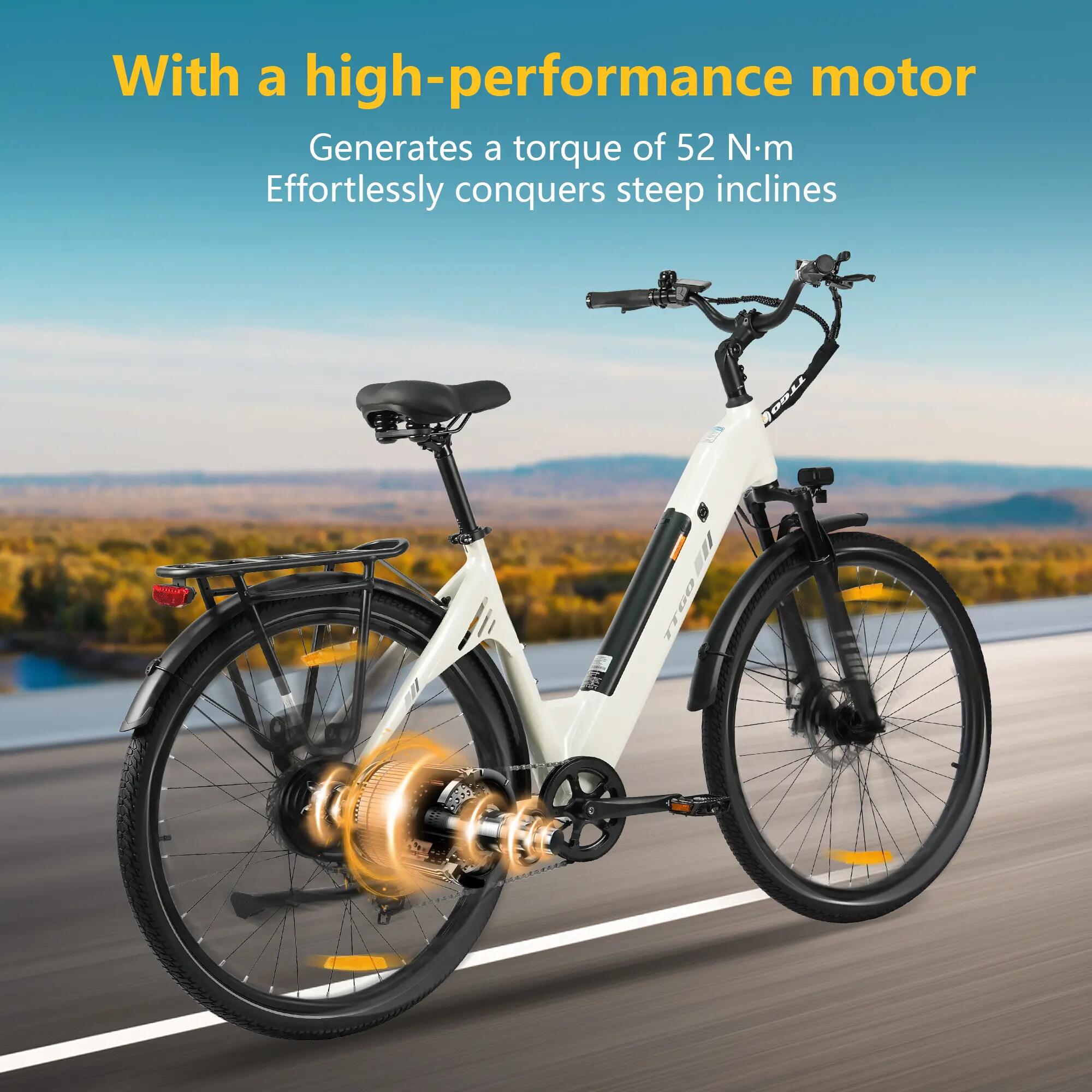 Bicicleta elétrica para adultos TTGO C3SE Bateria 36V18Ah Motor 250W 13/15