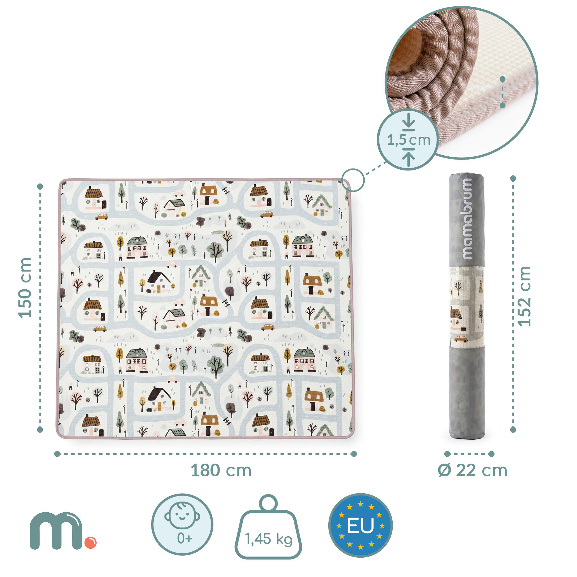 Baby speelkleed - XPE-schuim 1,5 cm - Dubbelzijdig - Beige zand 3/10