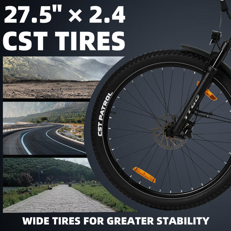 Bicicletă electrică de oraș TTGO Z3, 27,5 inci, cu motor de 250 W, 7 viteze