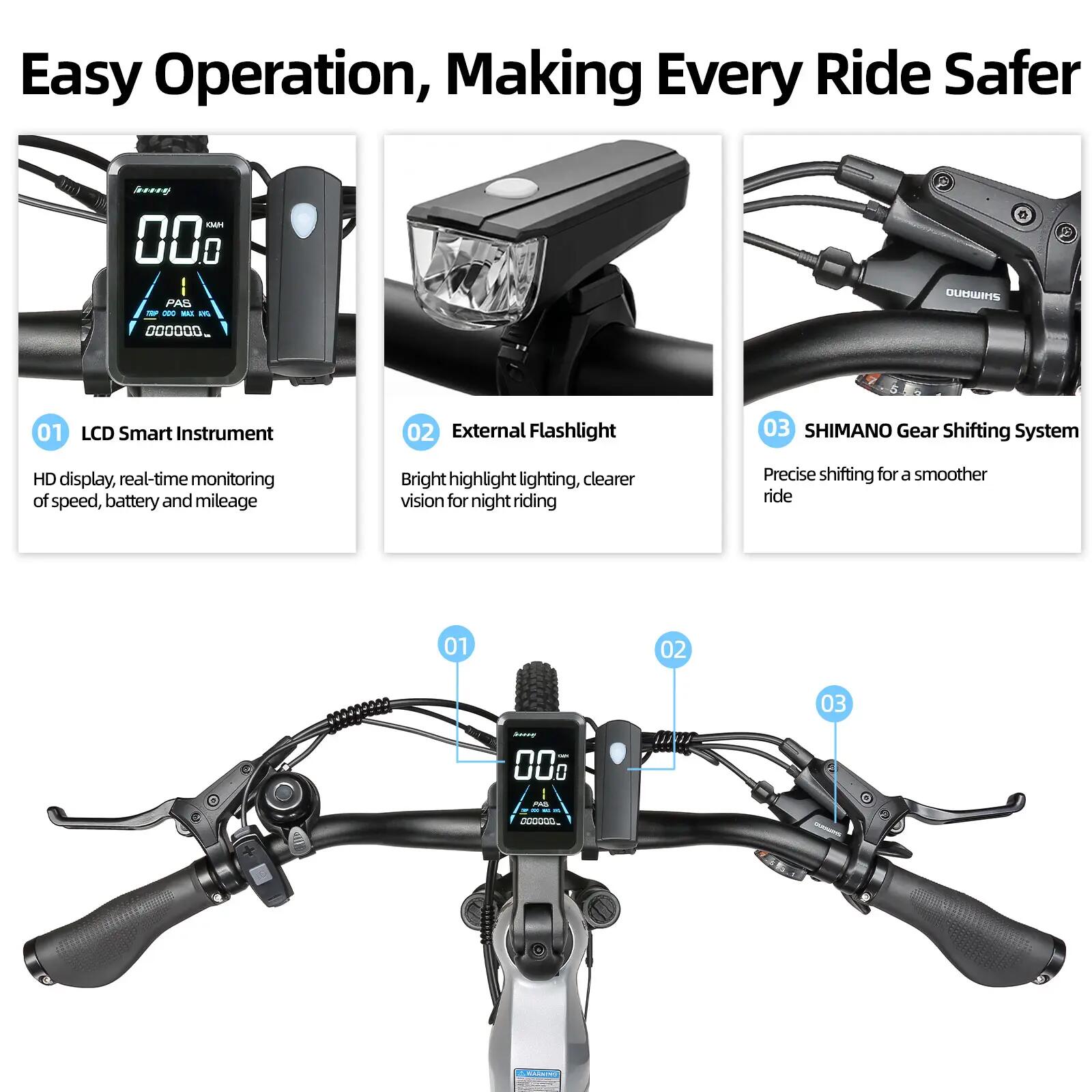 Bicicleta elétrica para adultos TTGO E-SUVO Bateria 48V15Ah 9/15