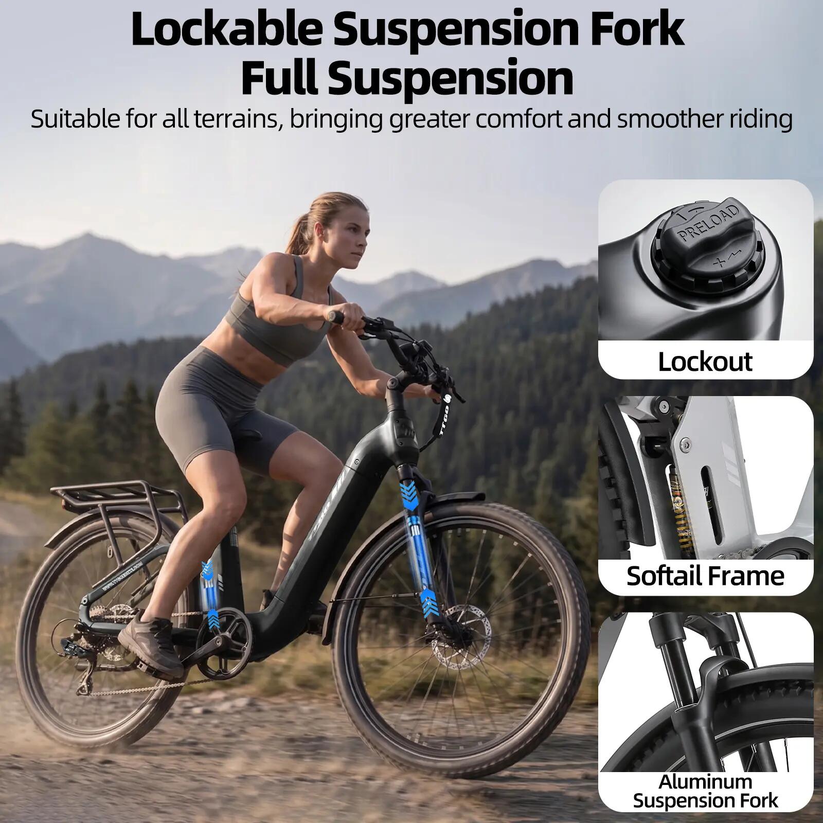 Elektrische stadsfiets voor volwassenen TTGO E-SUVO 250W motor 120km max bereik 5/7