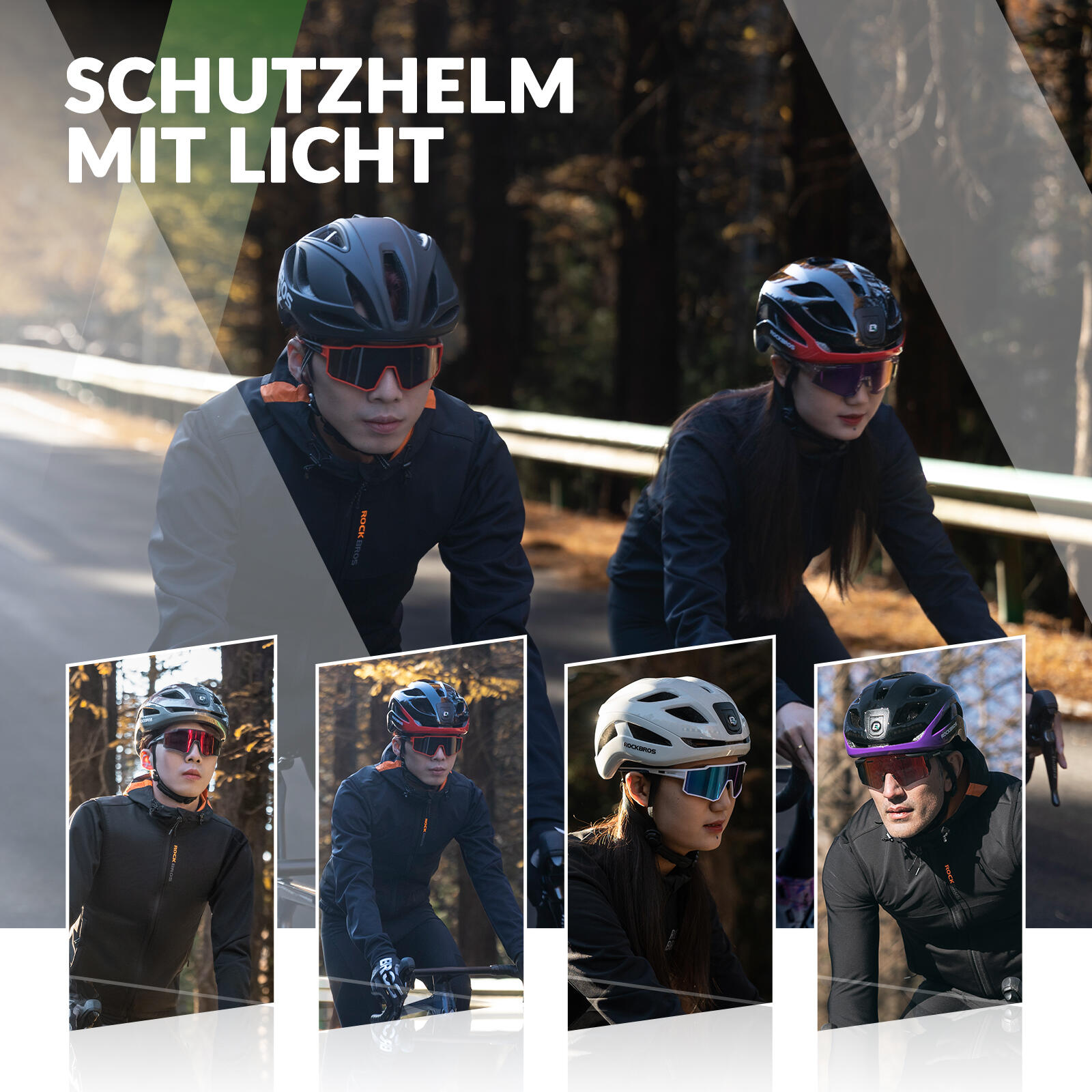 ROCKBROS Fahrradhelm mit Licht USB aufladbar 6/6