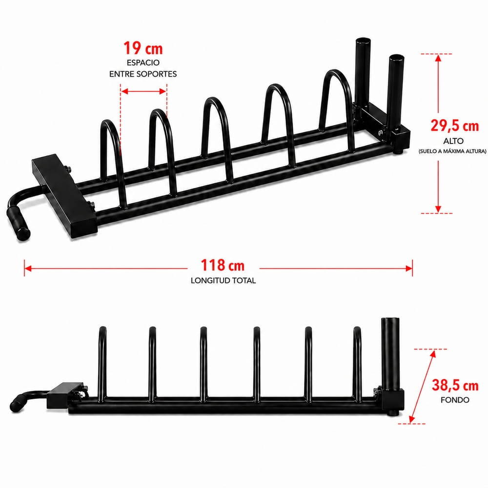 Suporte de chão para discos olímpicos com porta barras Viok Sport | Organizador 3/3