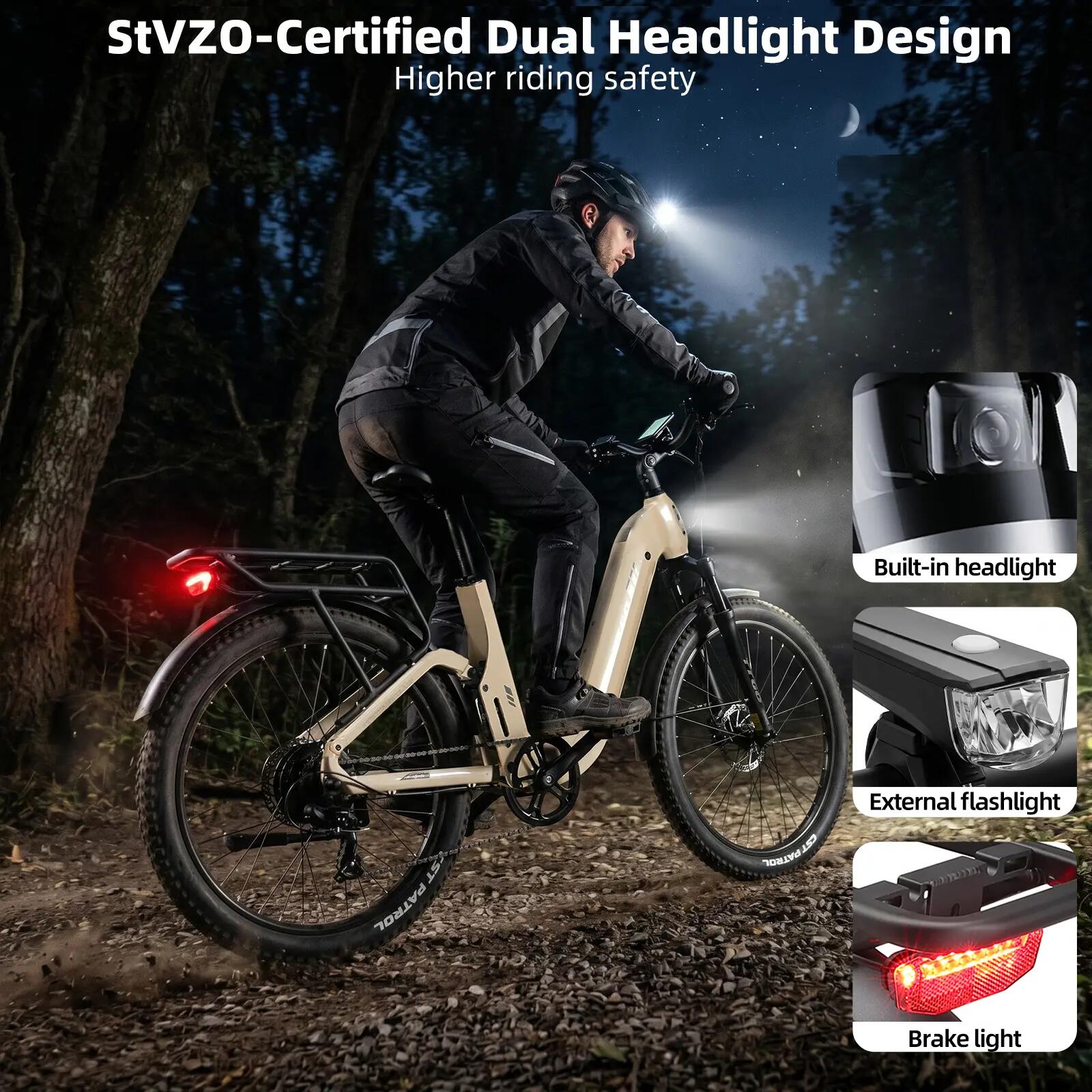 Bici elettrica urbana TTGO E‑SUVO, batteria 48V 15Ah, pneumatici 27,5 pollici 9/10