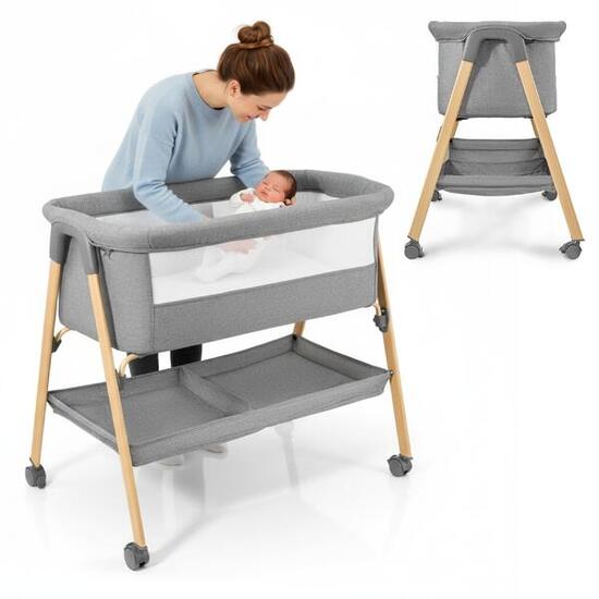 Lit de camp - puériculture - mixte - pliable, léger - gris