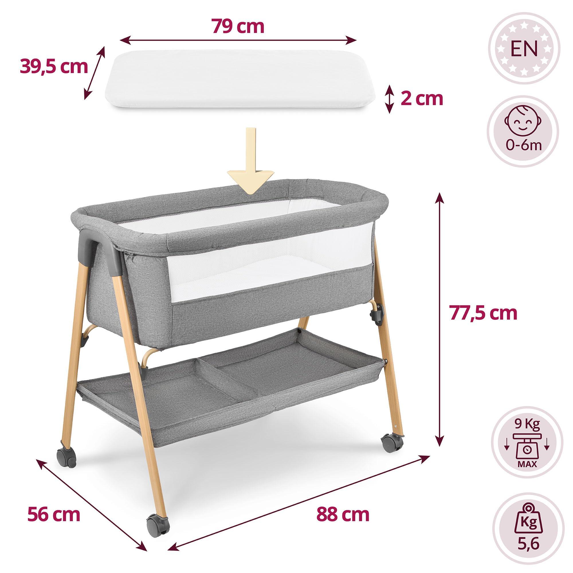 Cuna plegable - puericultura - unisex - plegable, ligera - gris 7/10