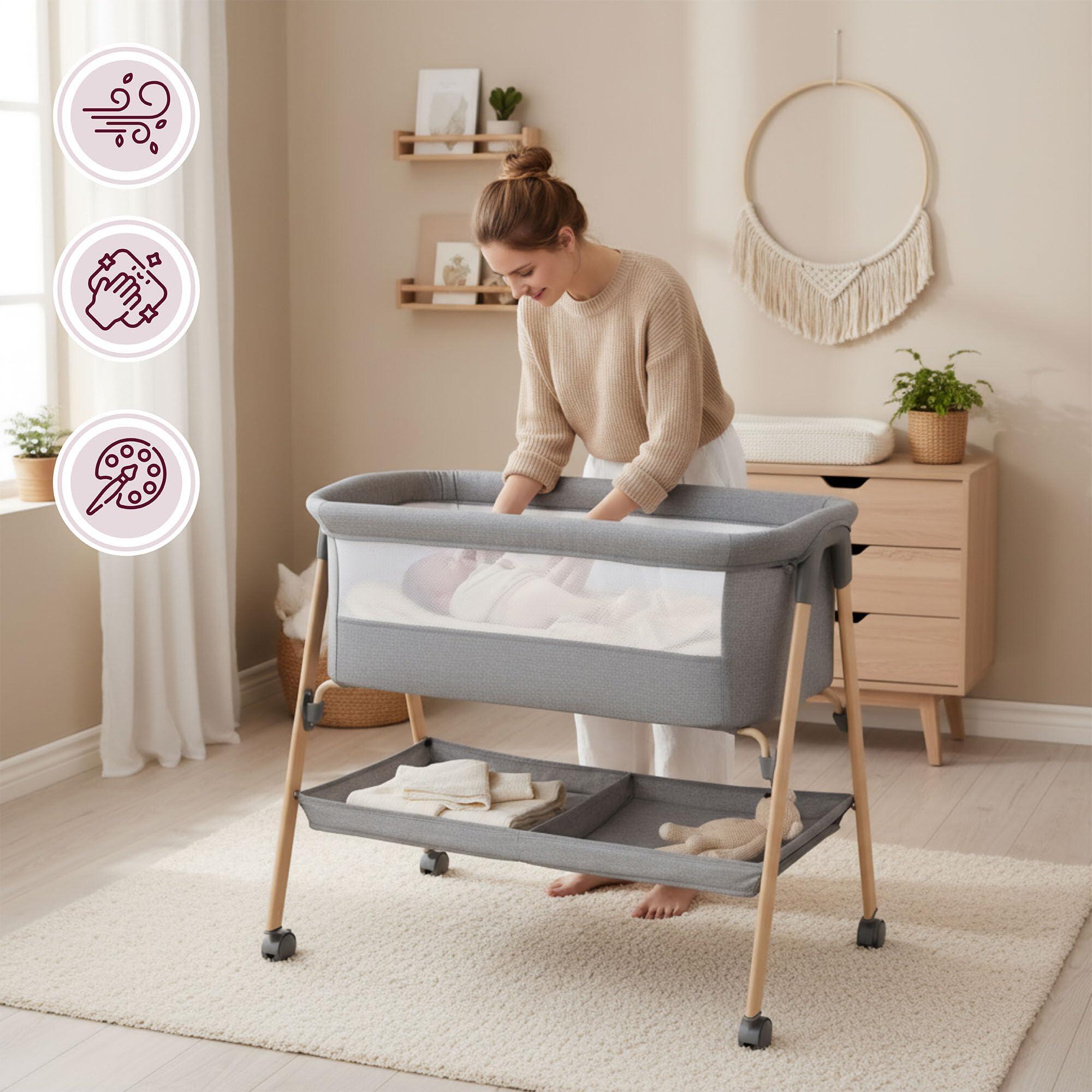 Cuna plegable - puericultura - unisex - plegable, ligera - gris 6/10