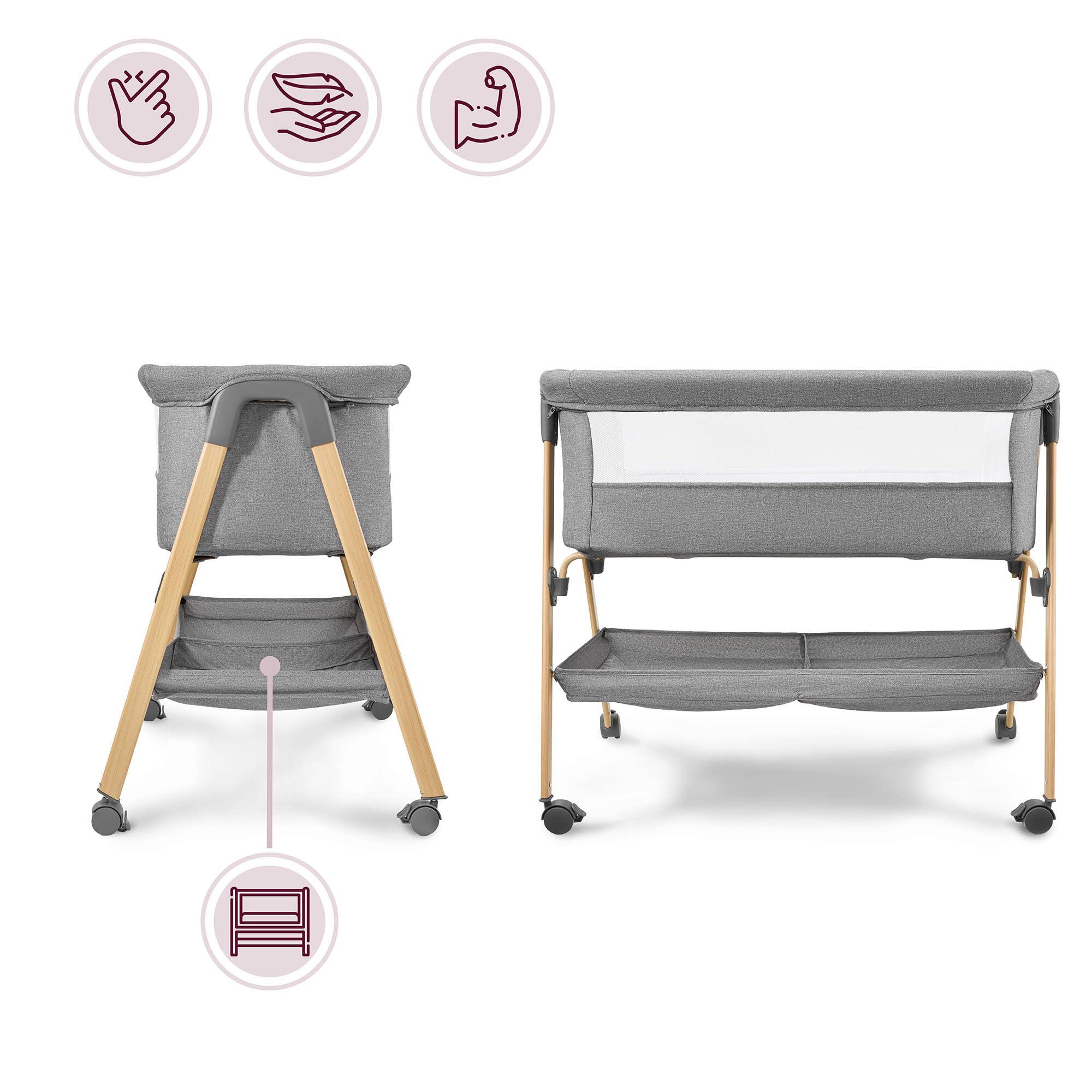 Cuna plegable - puericultura - unisex - plegable, ligera - gris 4/10