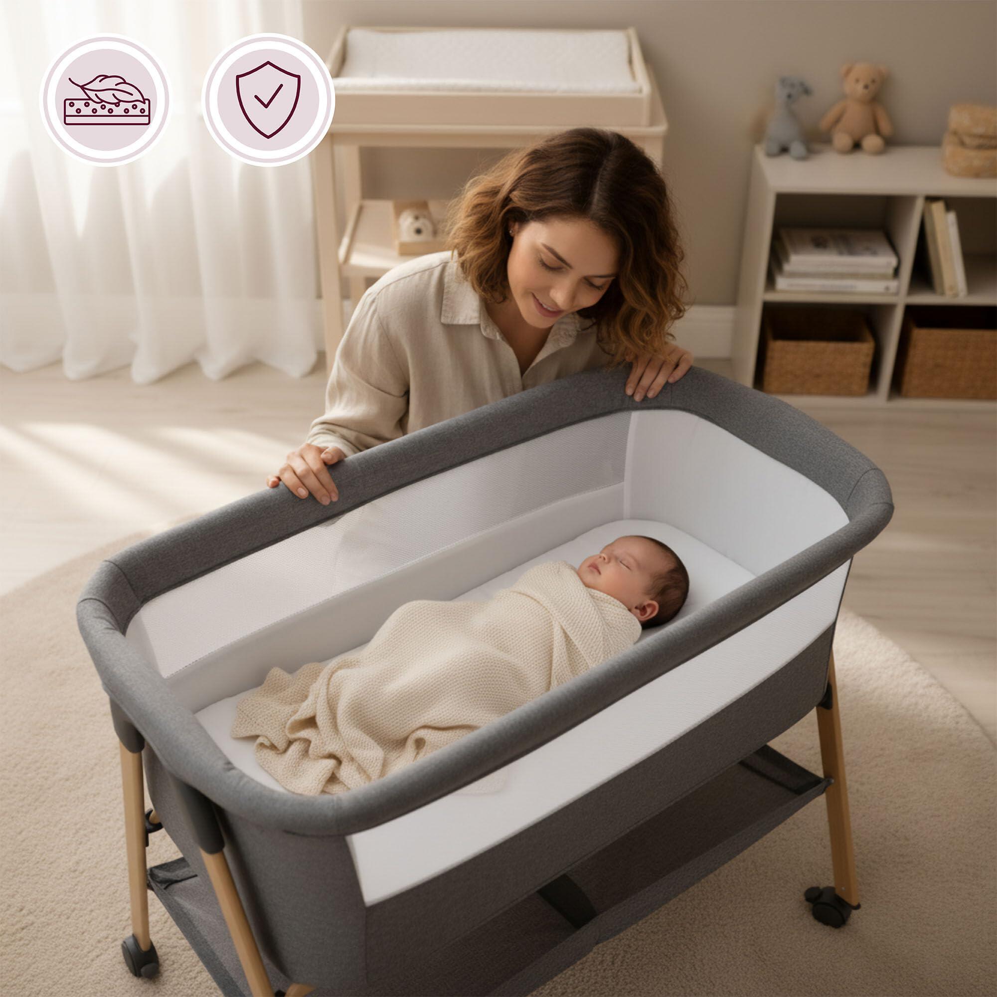 Cuna plegable - puericultura - unisex - plegable, ligera - gris 3/10