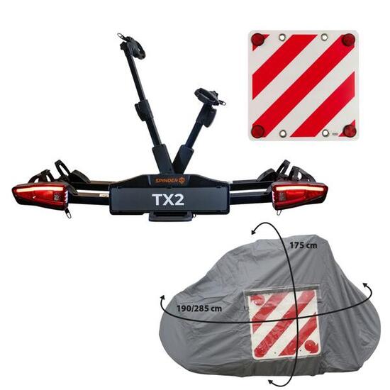 Pack SPINDER TX2 Porte-vélos plateforme 2 vélos + Bâche pour porte-vélo pour