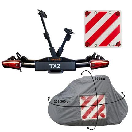SPINDER Porte-vélos platefor + Bâche pour porte-vélo Pour 4 vélos + Panneau