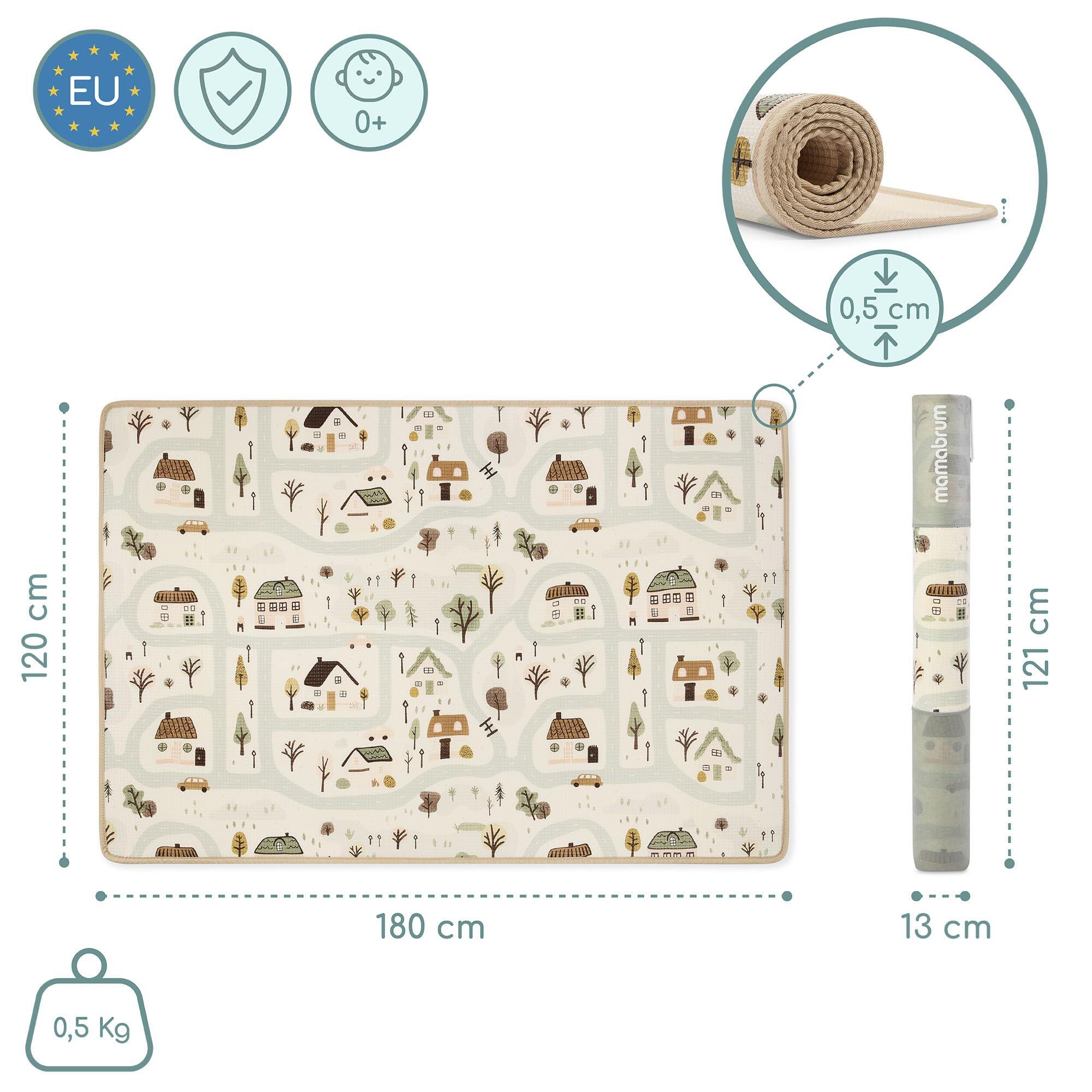 Tapis de jeu réversible - Éveil - Mixte - Mousse XPE, 180x120 cm - Beige sable 8/9
