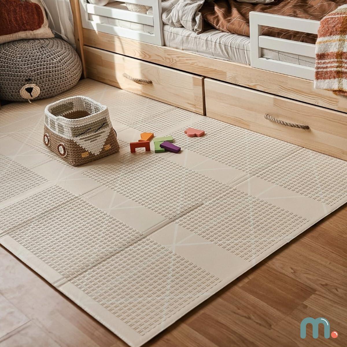 Speelkleed - Spelletjes - Unisex - Opvouwbaar, dubbelzijdig, XPE - Beige 3/9