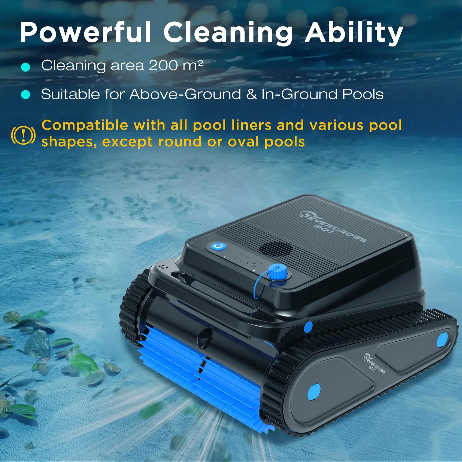 U8 Robô Piscina para fundo, paredes e linha d'água, Preto, com APP 2/7