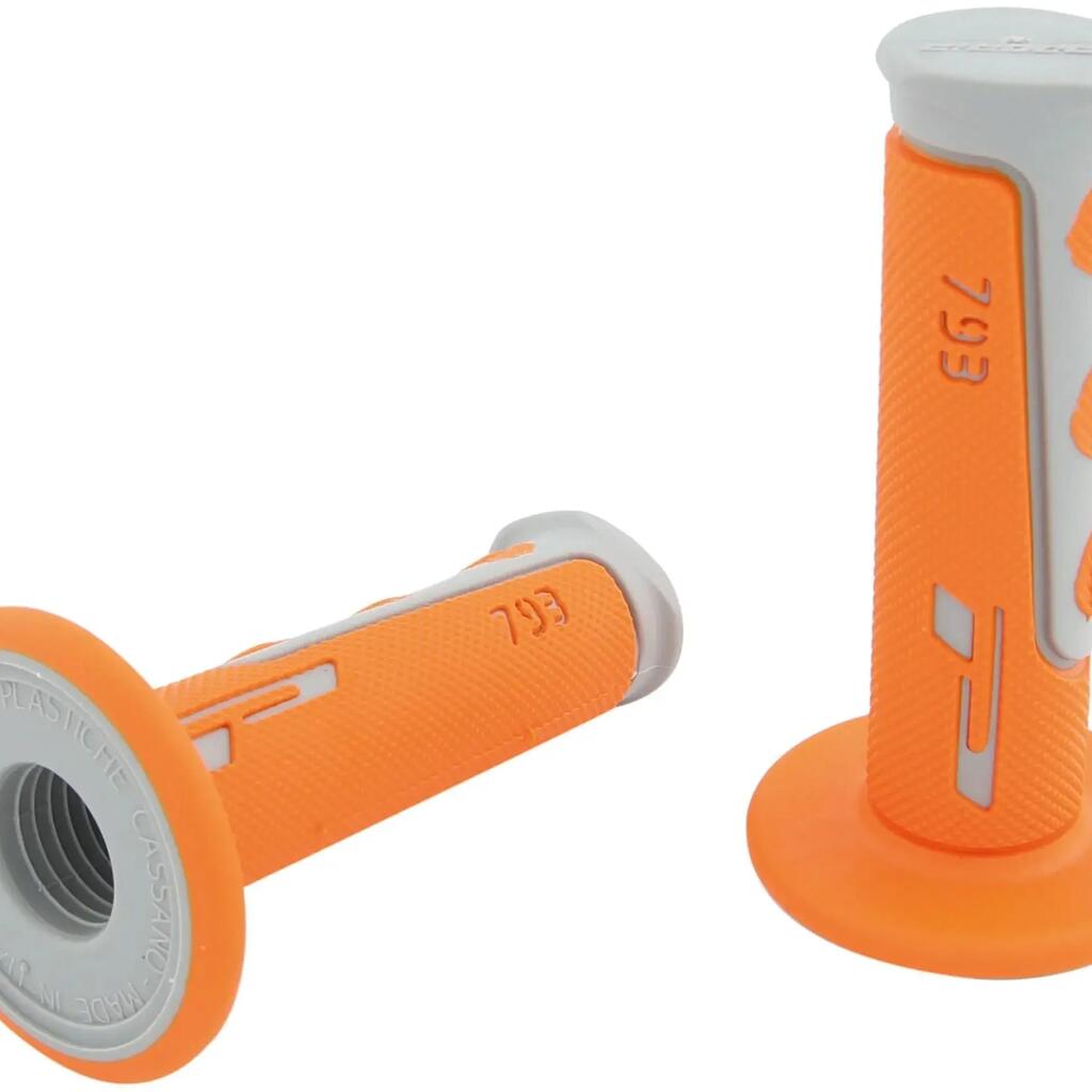 PROGRIP 793 Mod.18 Rubber Handlebar Grips, 115mm Closed, Orange/Gray.