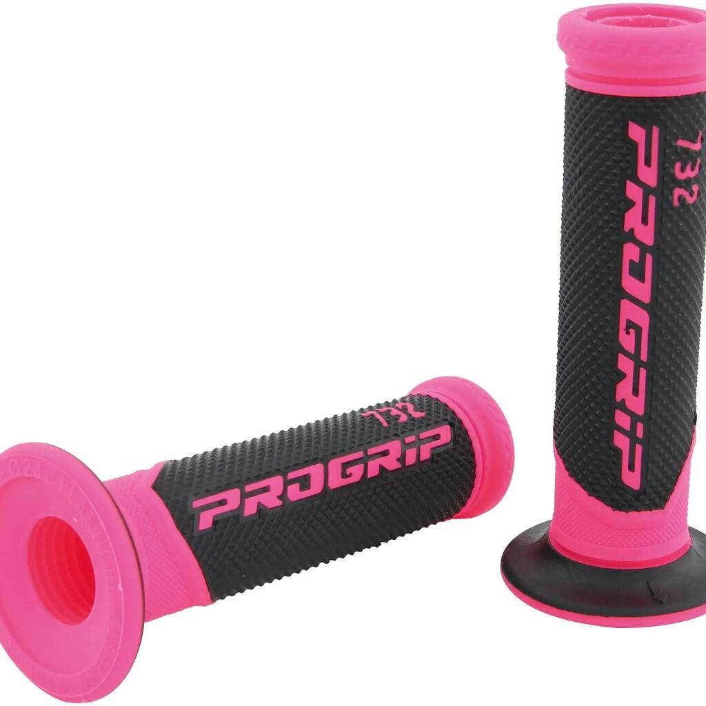 PROGRIP 732 Mod.18 Rubber Handlebar Grip — 125 mm, Open, Fuchsia/Black.