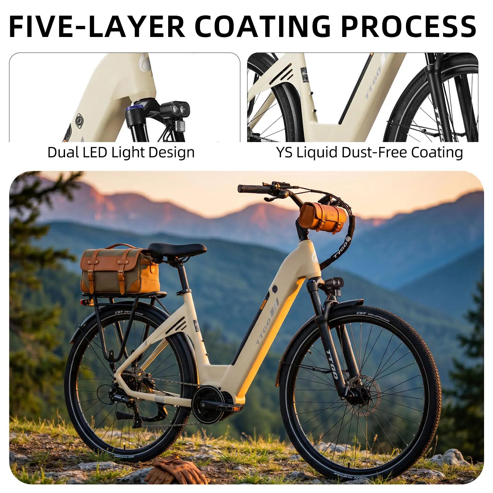 Elektrofahrrad für Erwachsene TTGO C7SE Akku 36V18Ah Reifen 28 Zoll 14/15