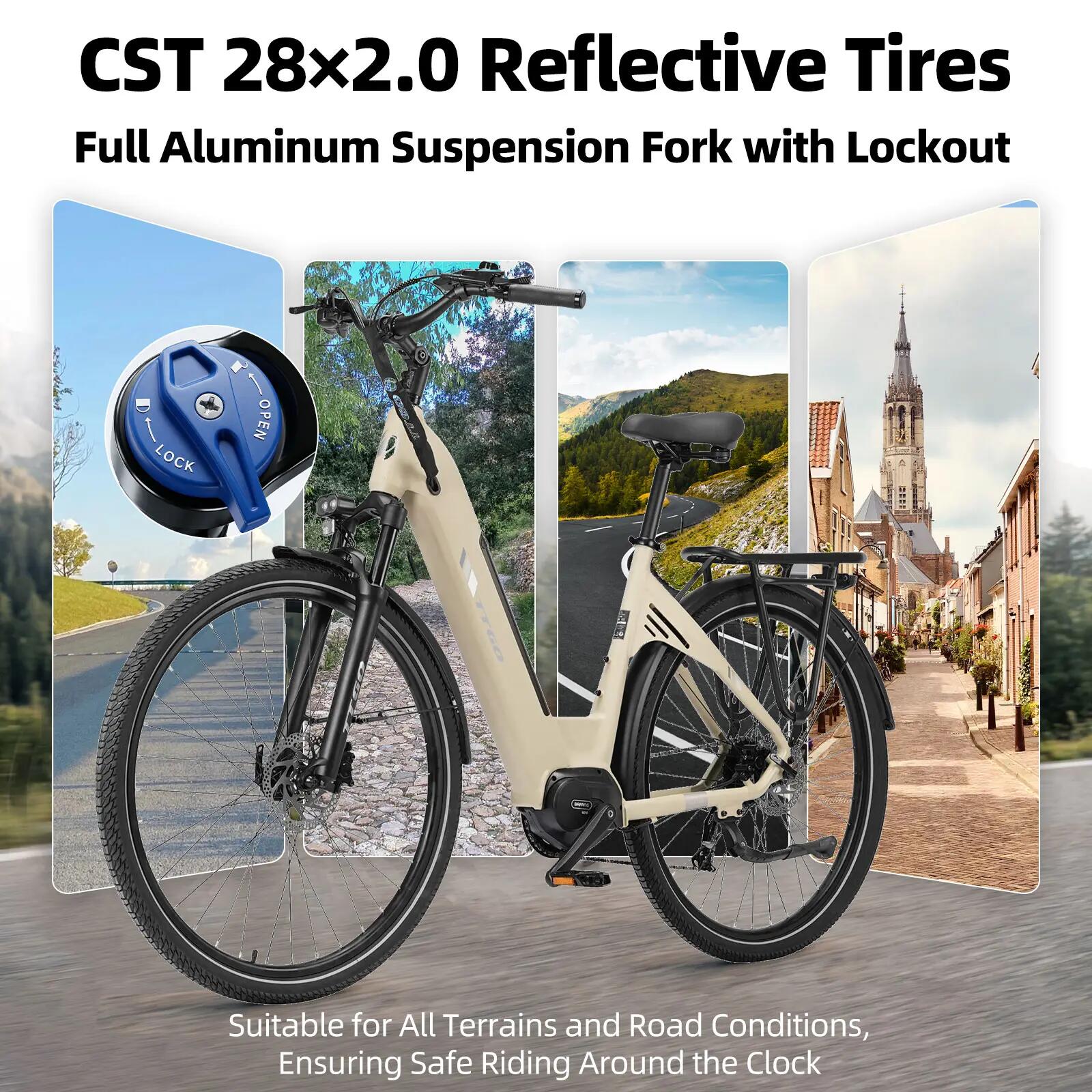 Elektrofahrrad für Erwachsene TTGO C7SE Akku 36V18Ah Reifen 28 Zoll 8/15
