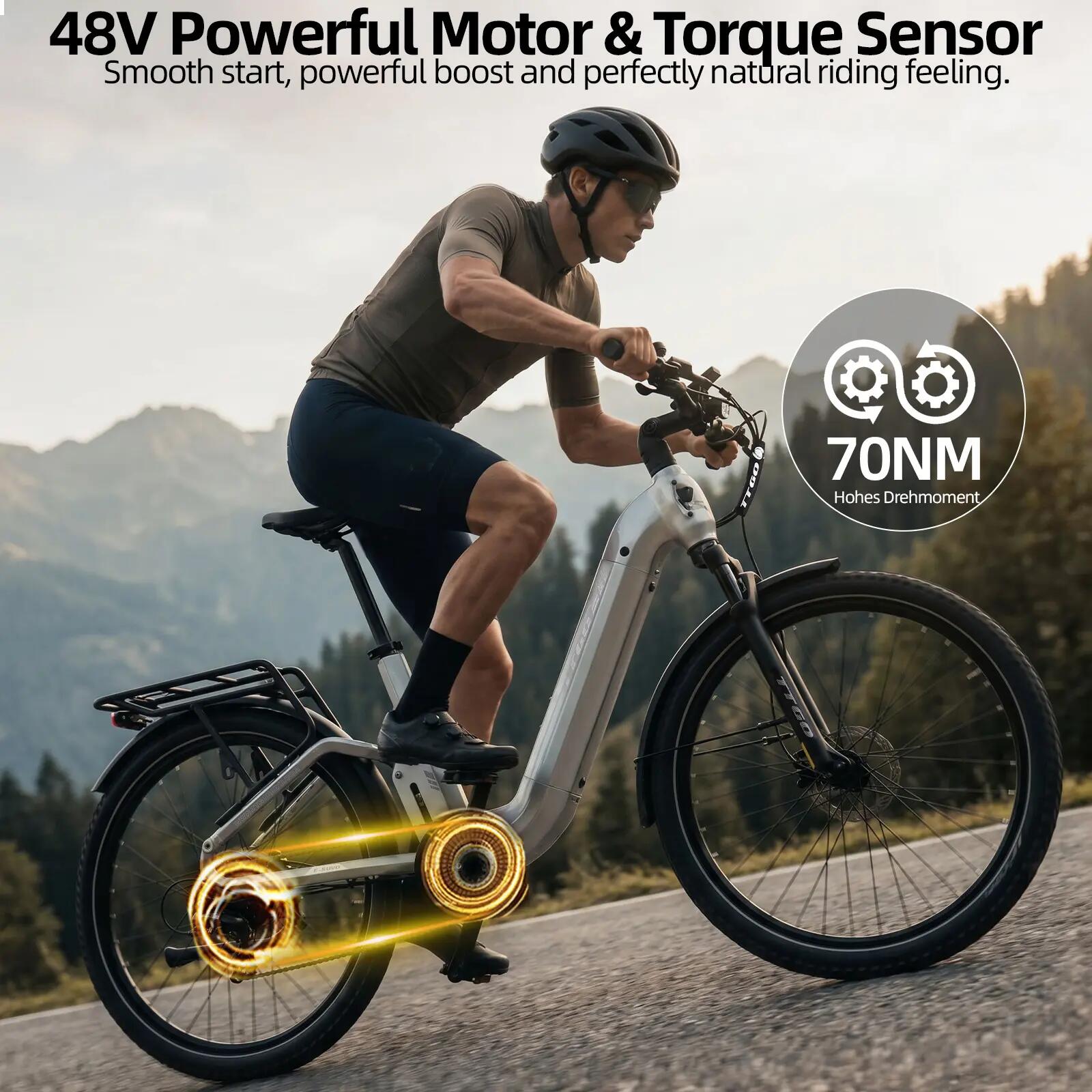 Bicicleta elétrica para adultos TTGO E-SUVO Bateria 48V15Ah 13/15
