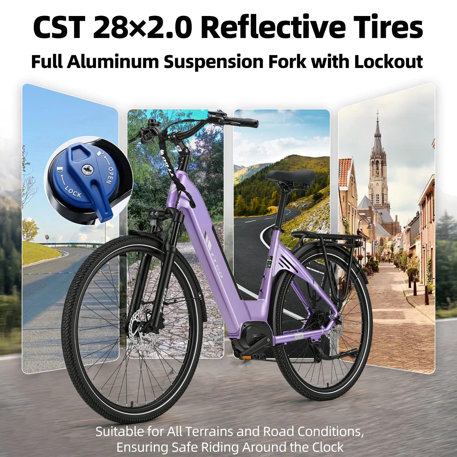 Elektrische fiets voor volwassenen TTGO C7SE batterij 36V18Ah banden 28 inch 8/15