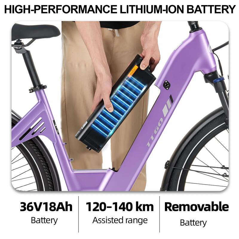 Bicicletă electrică TTGO C7 SE pentru femei cu baterie de 36V 18Ah