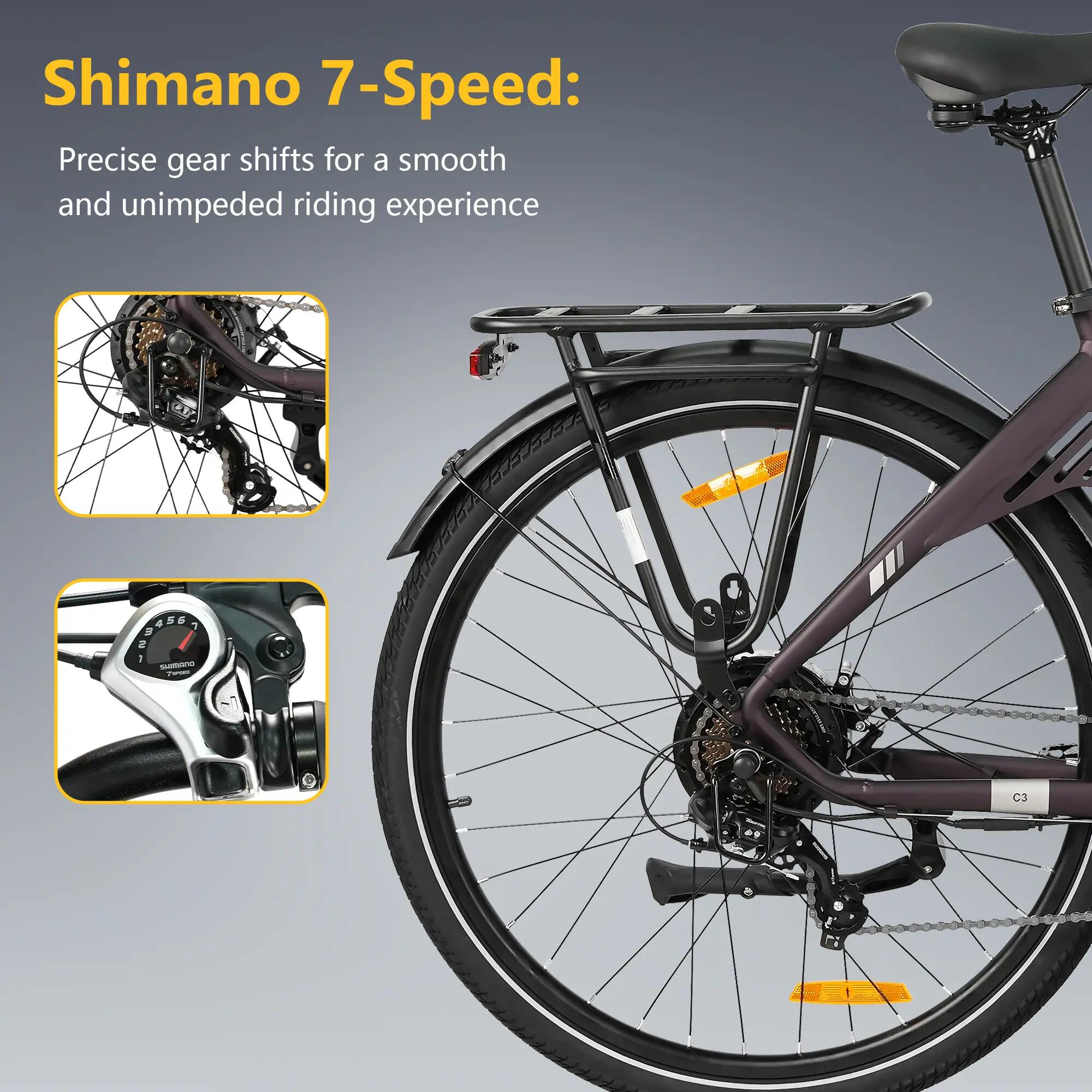 Bicicleta elétrica para adultos TTGO C3SE Bateria 36V18Ah Motor 250W 8/15